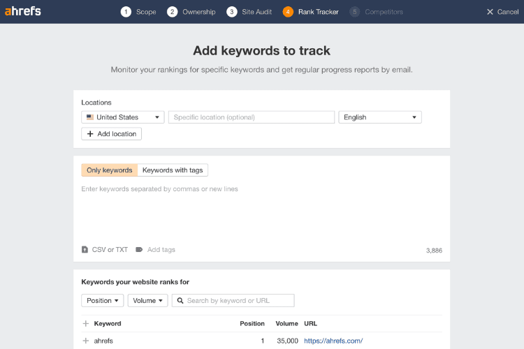 Ahrefs Rank Tracker