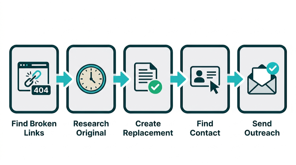 Broken Link Building with a Replacement-First Approach