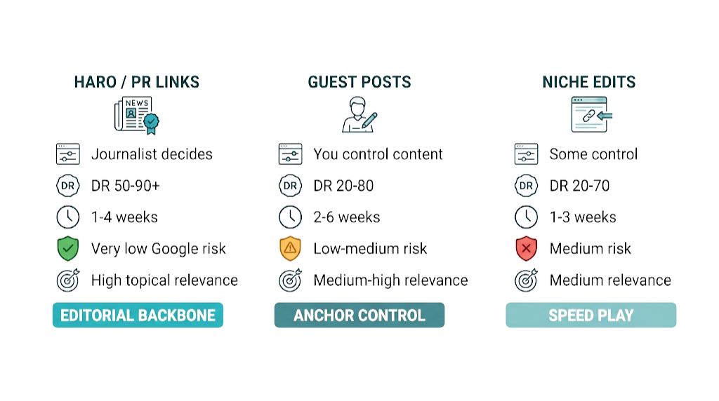 HARO vs. Guest Posts vs. Niche Edits