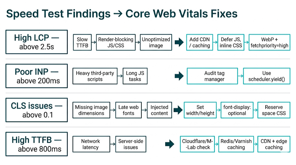 Speed Test Results to Core Web Vitals