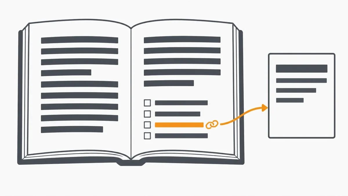 An open reference book with one footnote linked to a website page