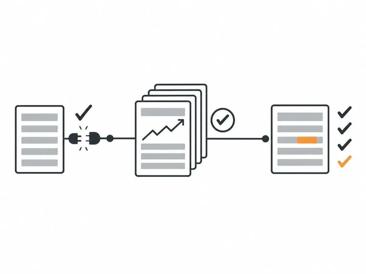 The checks around a placement: the target URL responds, the publication is reviewed and signed off, then the live link is checked after publication