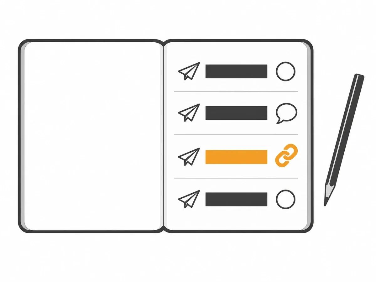A notebook log of four sent pitches, one ending in a reply and one in a link