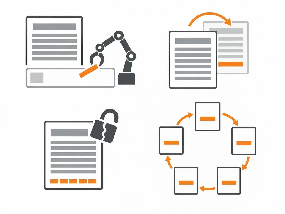 Four places spam links come from: automated comments, copied pages, links injected into a hacked page and groups of sites with no readers