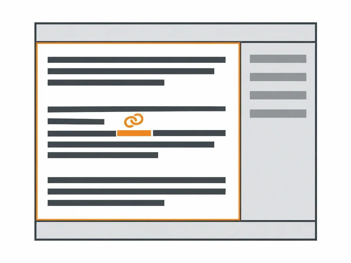 A link inside a sentence in the main content of a page, with the header, sidebar and footer left empty