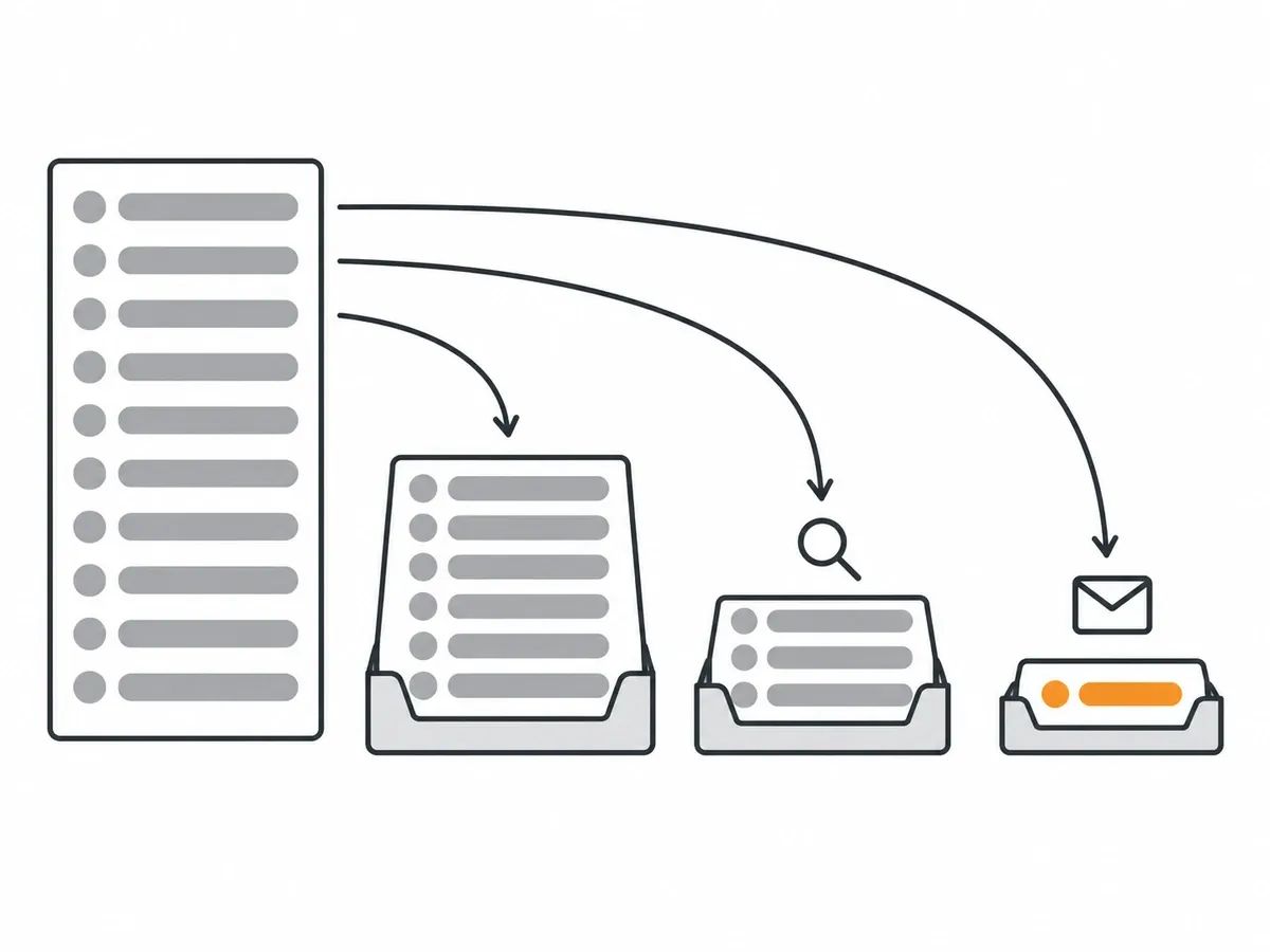A backlink list sorted into three groups: ignore, review and remove