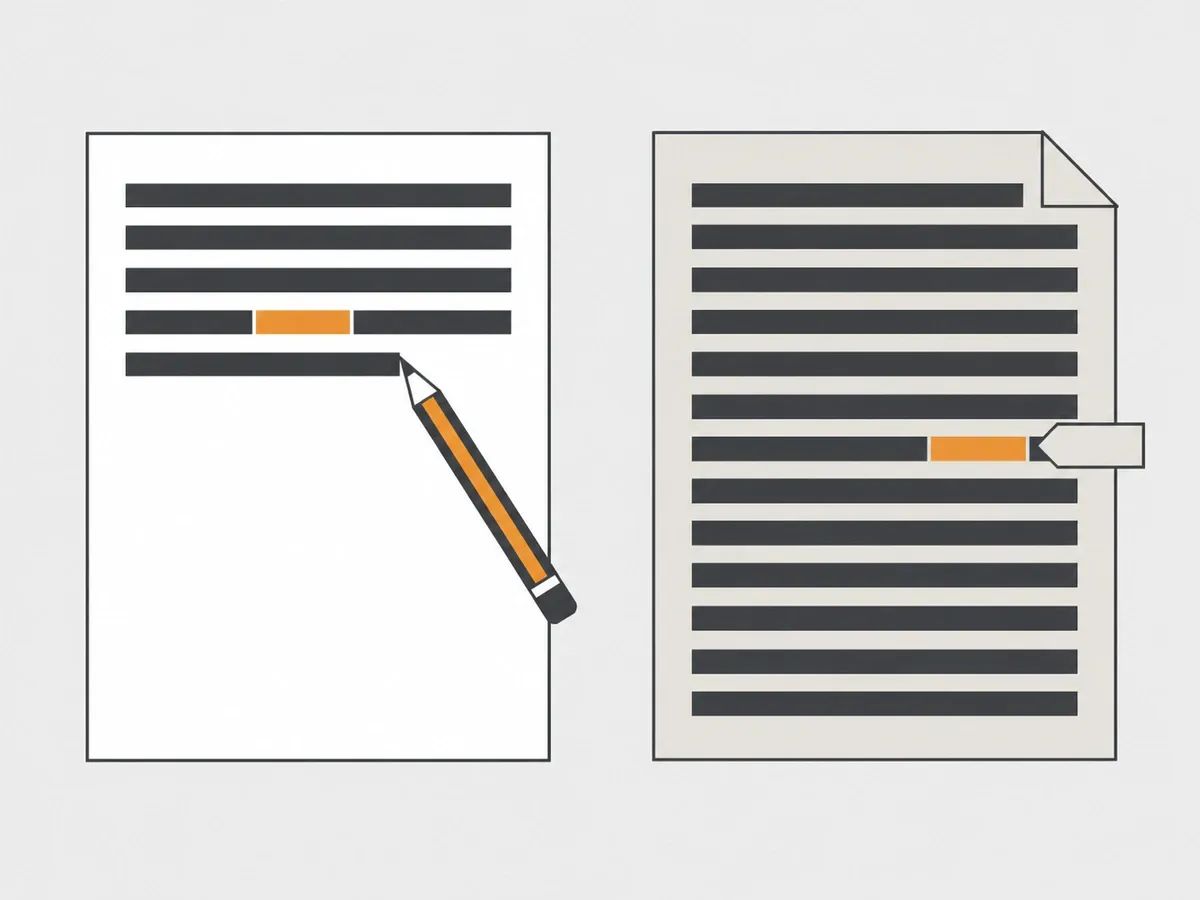A new page being written with a link in it beside a finished page with a link being added to an existing line