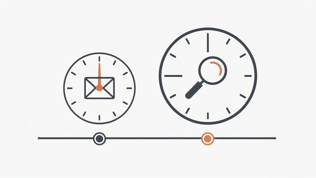 Two clocks side by side: a short outreach clock and a longer clock showing how long link building takes to influence rankings