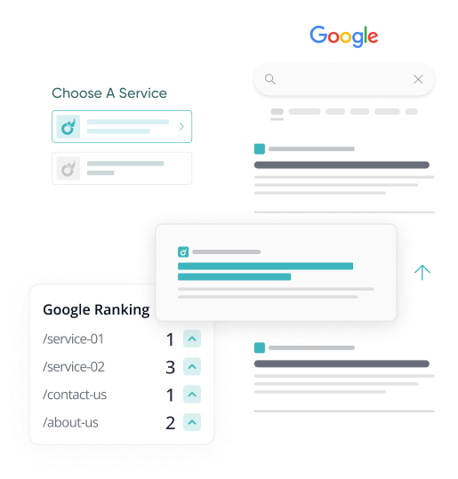 Graphic illustration - increasing google ranking via rhino rank services
