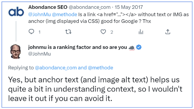 John Mueller on Anchor Text Usage