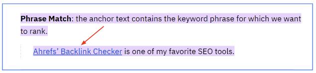 Phrase Match Anchor Text