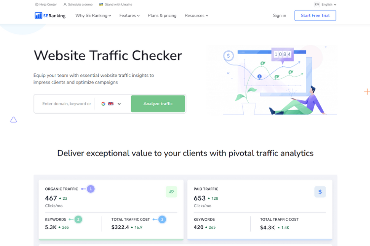 Check website traffic with SE Ranking