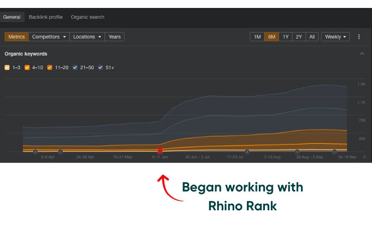 SaaS case study - page one rankings have increased by 245%