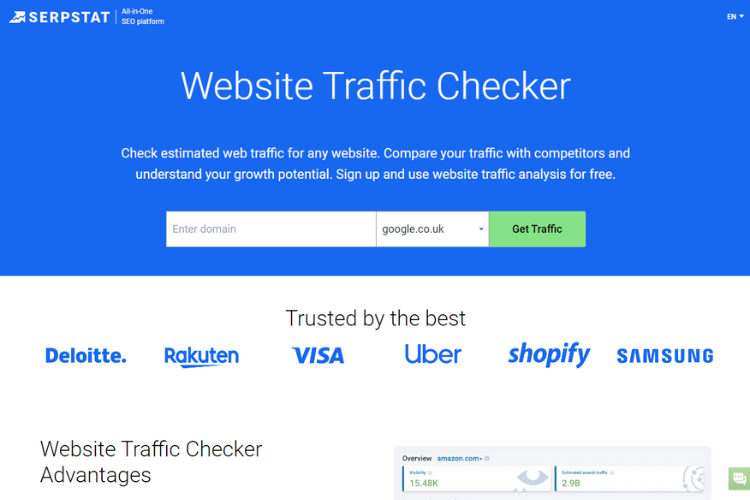 Check website traffic with SerpStat