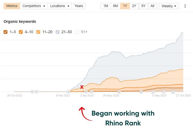 CBD case study - increase in keyword rankings